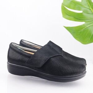 Alegria Shoes Womens Lauryn Clog Size 9 WIDE Black Leather Slip On Comfort Flat